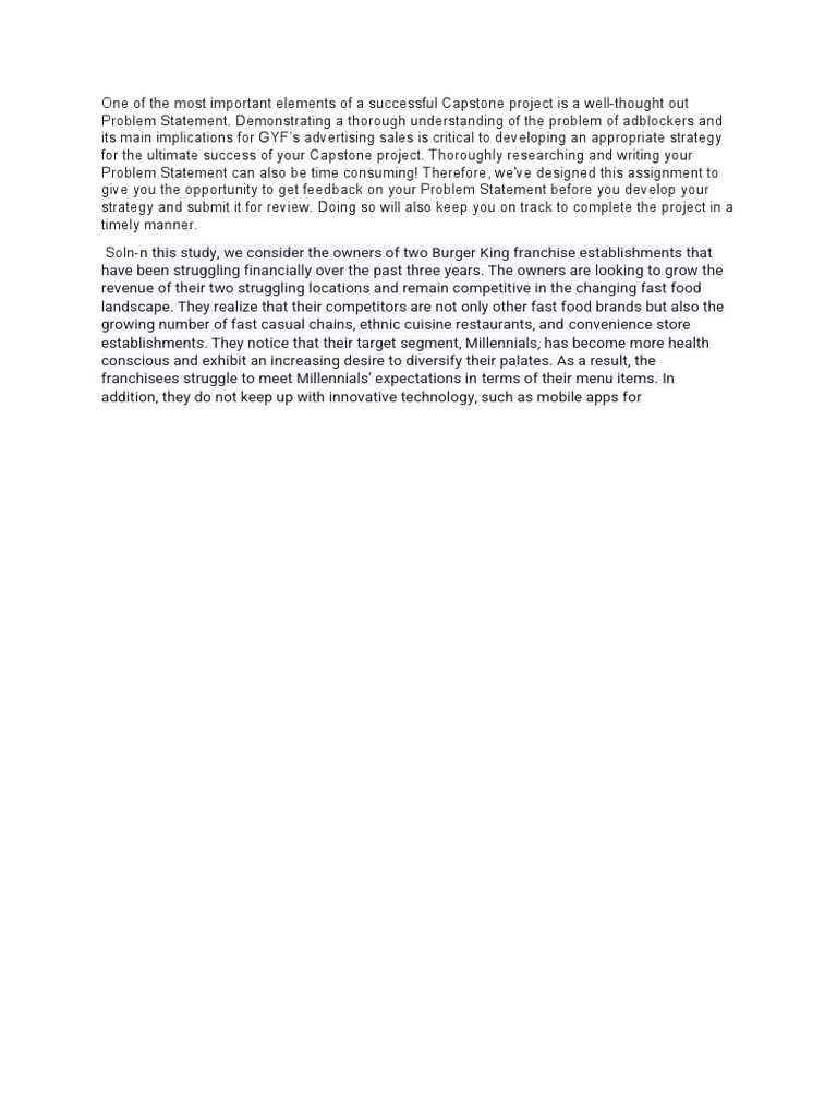 One of The Most Important Elements of A Successful Capstone Project Is