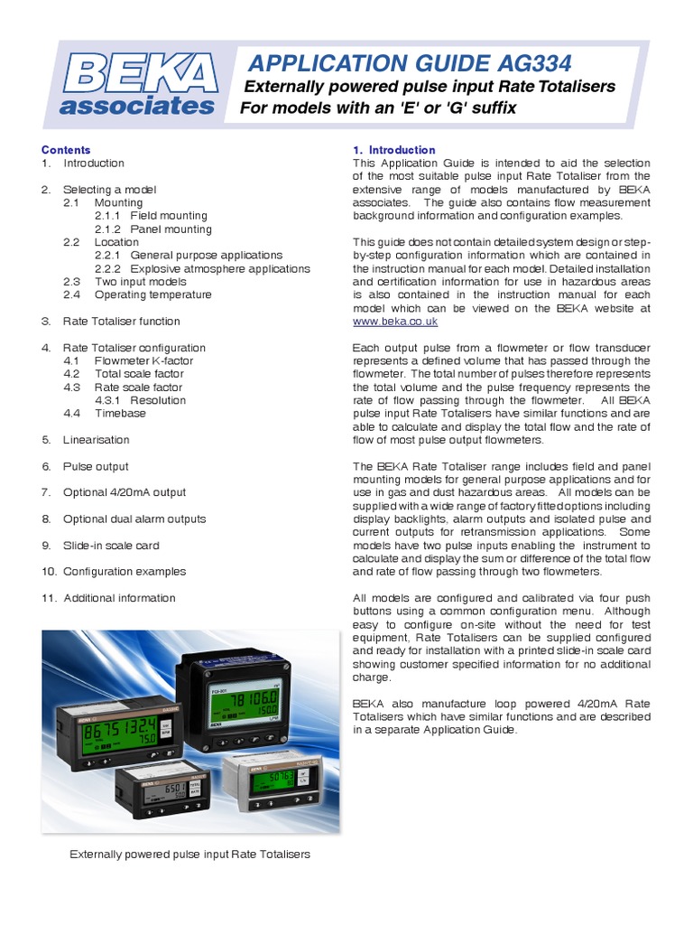 BEKA Pulse Input Rate Totalisers Guide | PDF | Flow Measurement ...