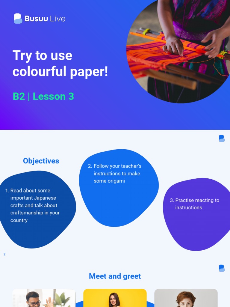 Busuu+Live+Lesson+3+ (Try+to+use+colourful+paper!) + +EN+B2+ +student | PDF