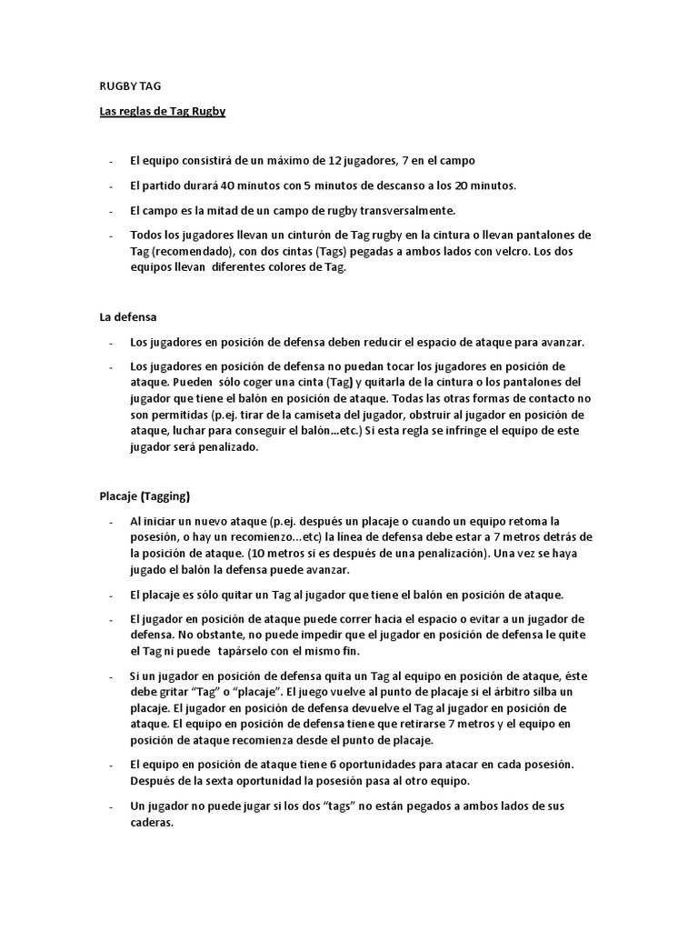 Rugby Tag | PDF | Fútbol rugby | Defensor (Asociación de Fútbol)