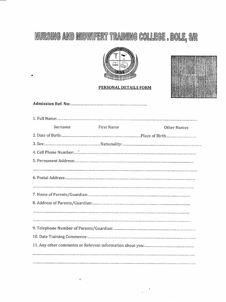 Personal Details Form | PDF