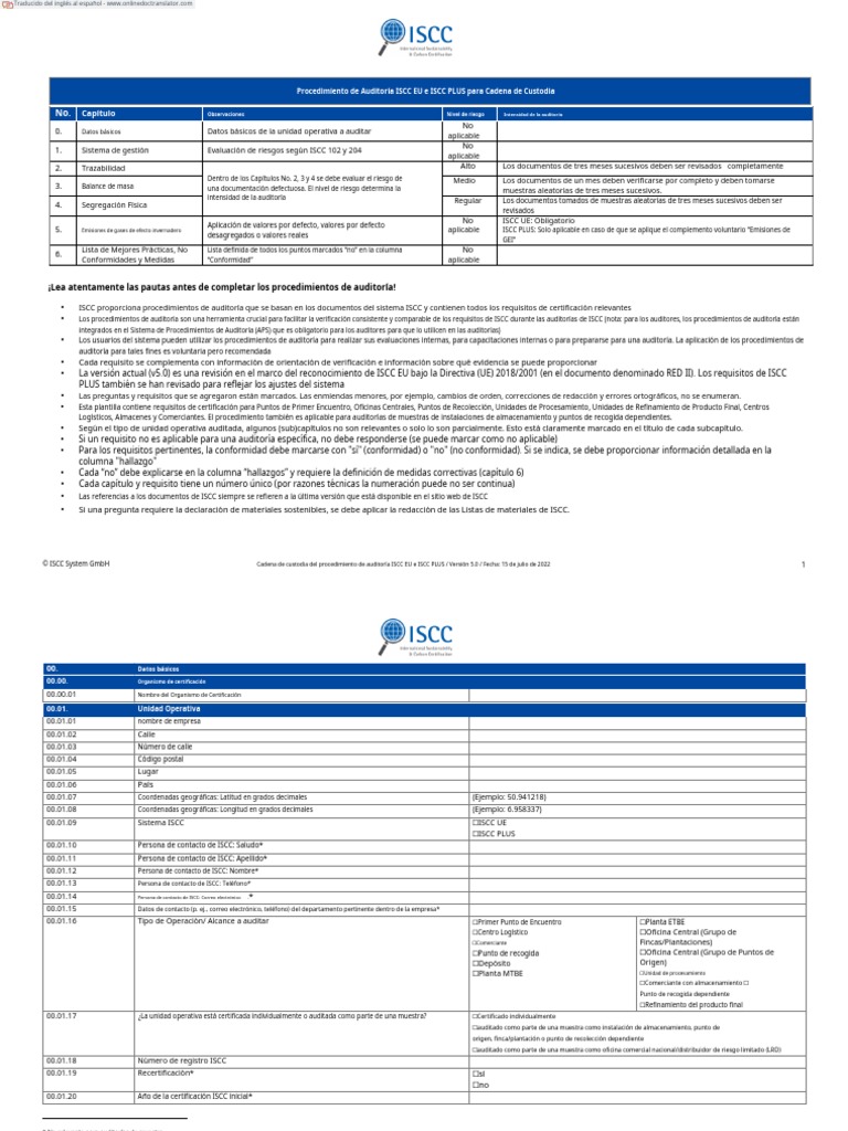Iscc eu plus procedure chain of custody v5 0 lista de