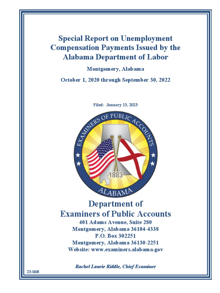 Special Report On Unemployment Compensation Payments Issued by The
