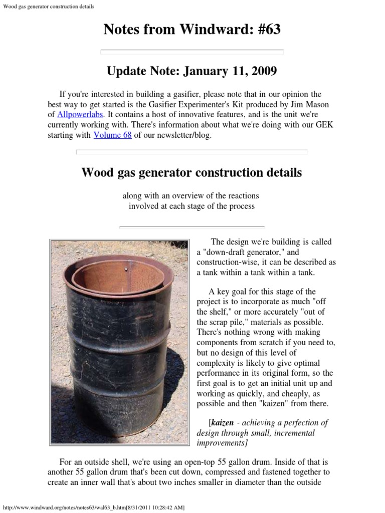 Wood Gas Generator Construction Details 2011 PDF Room PDF