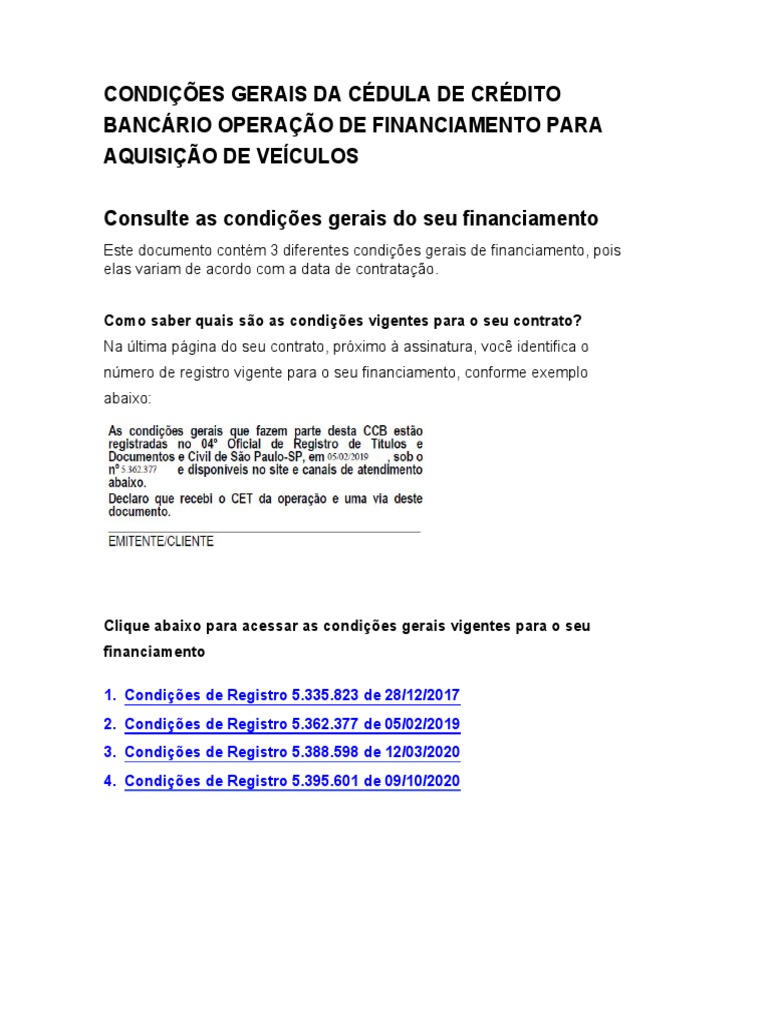 Condicoes Gerais v2 | PDF | Crédito | Finanças e Administração de Capital