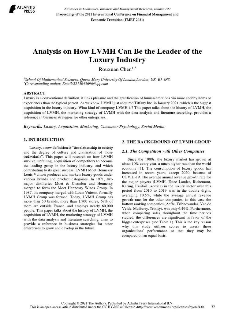 PDF) The birth of luxury big business: LVMH, Richemont and Kering