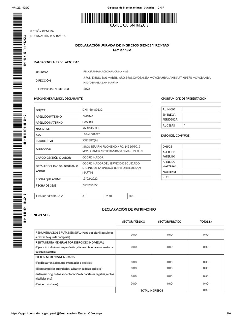 Sistema de Declaraciones Juradas - CGR | PDF | Bancos | Moneda