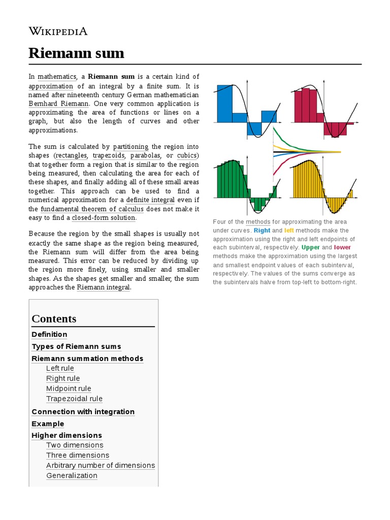 Riemann Sum PDF