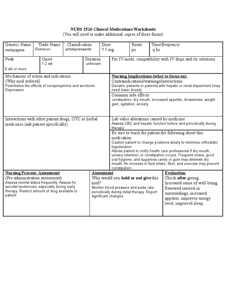 Remeron Medicine Clinical Medicine