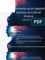 Economics As An Applied Science, As A Social Science