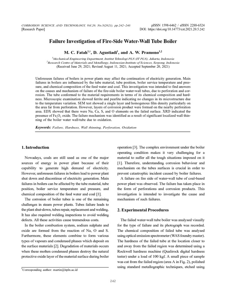 Failure Investigation of FireSide WaterWall Tube Boiler PDF