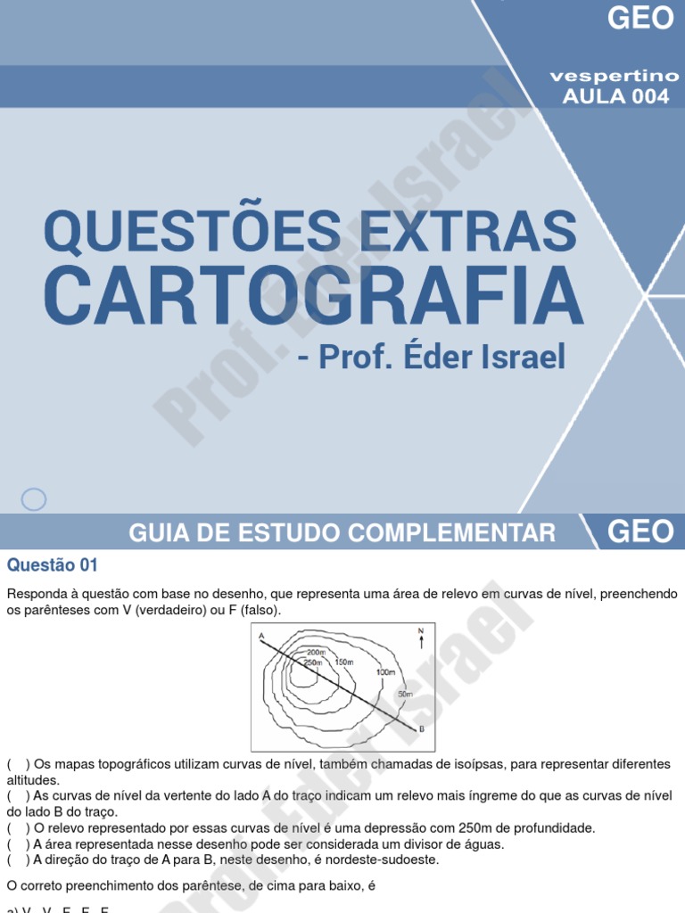 Aula 004 - Questões Extras de Cartografia | PDF | Mapa | Longitude