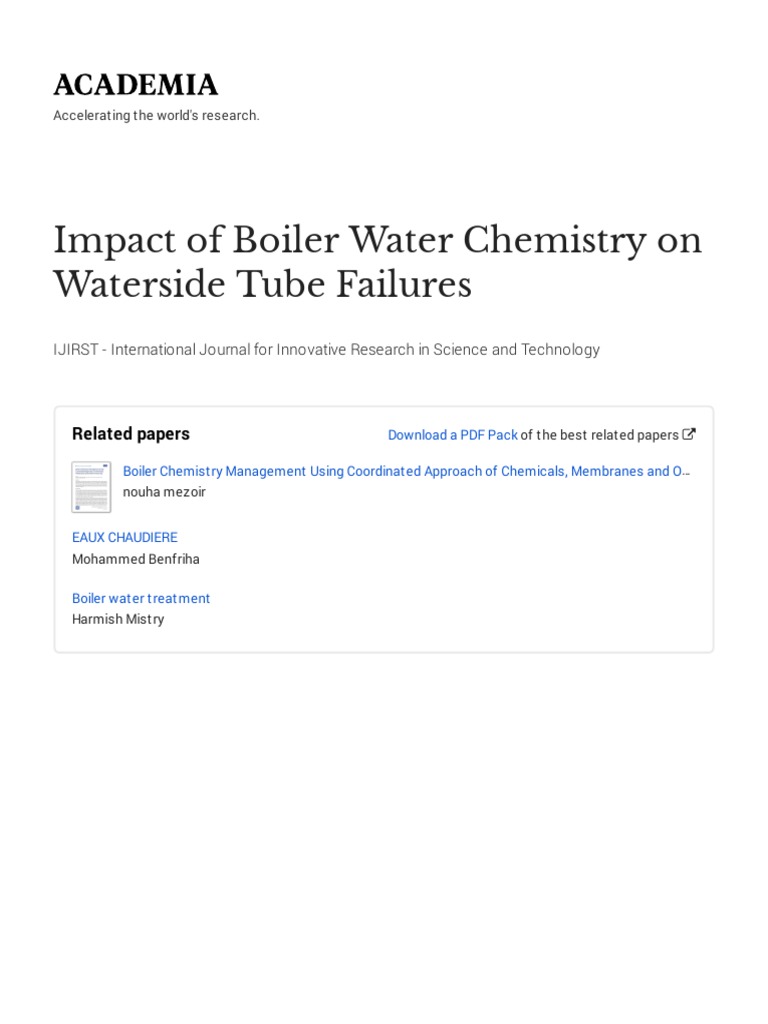 Impact of Boiler Water Chemistry On Waterside PDF Sodium Hydroxide