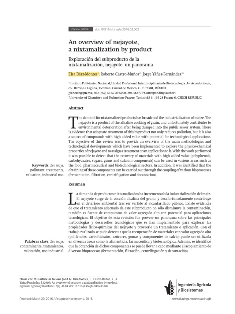 Nejayote: Nixtamalization Byproduct Overview | PDF | Membrane | Chemistry