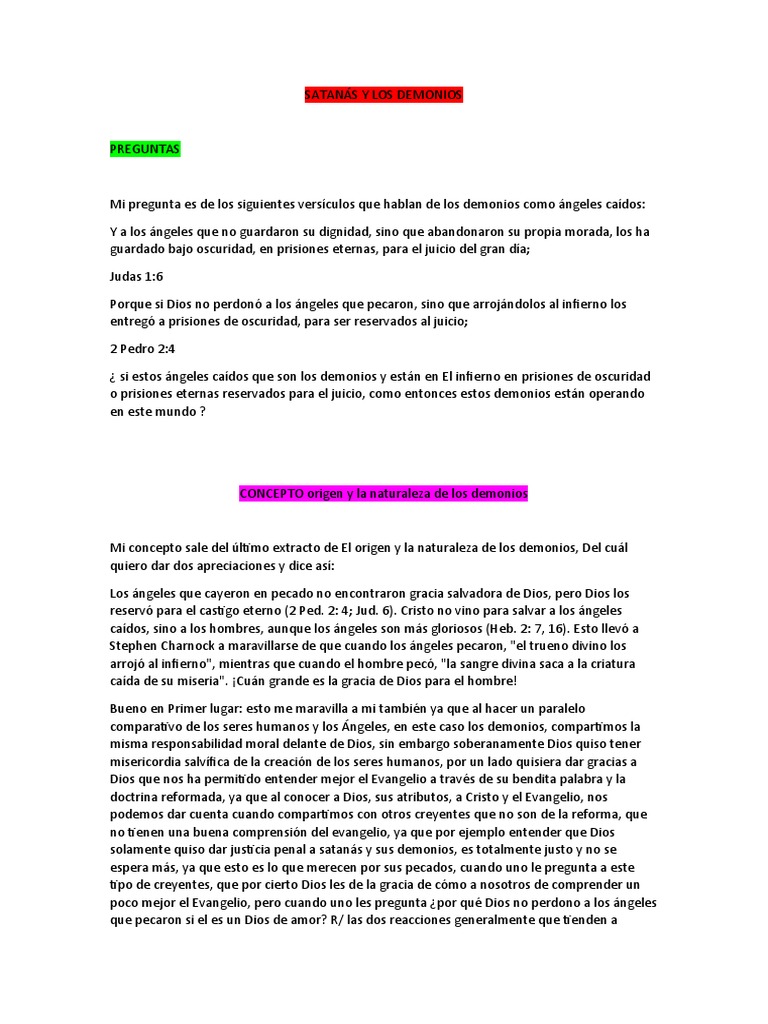 Satanas y Los Demonios | PDF | Demonios | Salvación