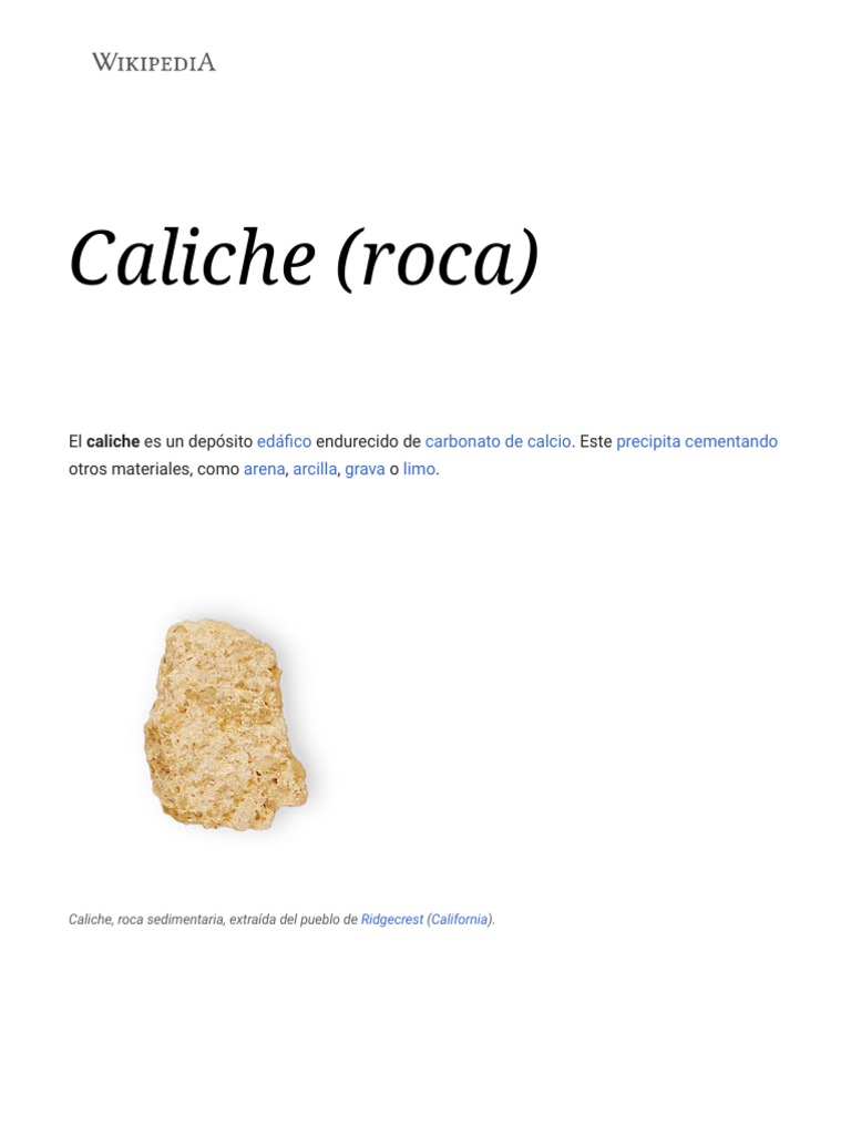 Caliche (Roca) - Wikipedia, La Enciclopedia Libre | PDF