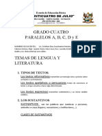 Temas para La Evaluación Estudiantil 2023 Cuarto Grado