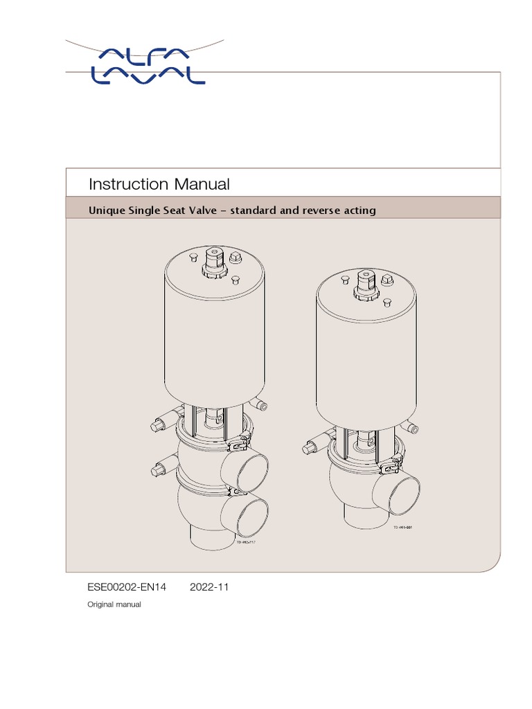 Alfa Laval Unique Single Seat Valve Standard and Reverse Acting