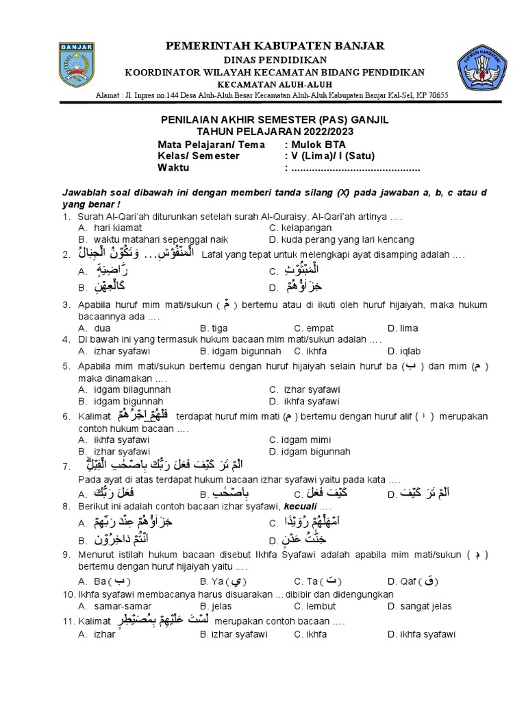 Panduan Lengkap: Download Soal Mulok BTA Kelas 1 untuk Memperkuat Fondasi Belajar Anak