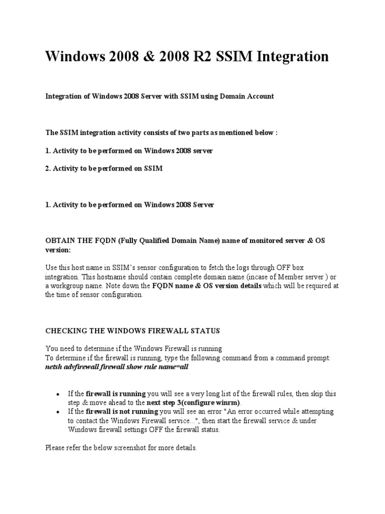 Windows 2008 & 2008 R2 SSIM Integration PDF Port