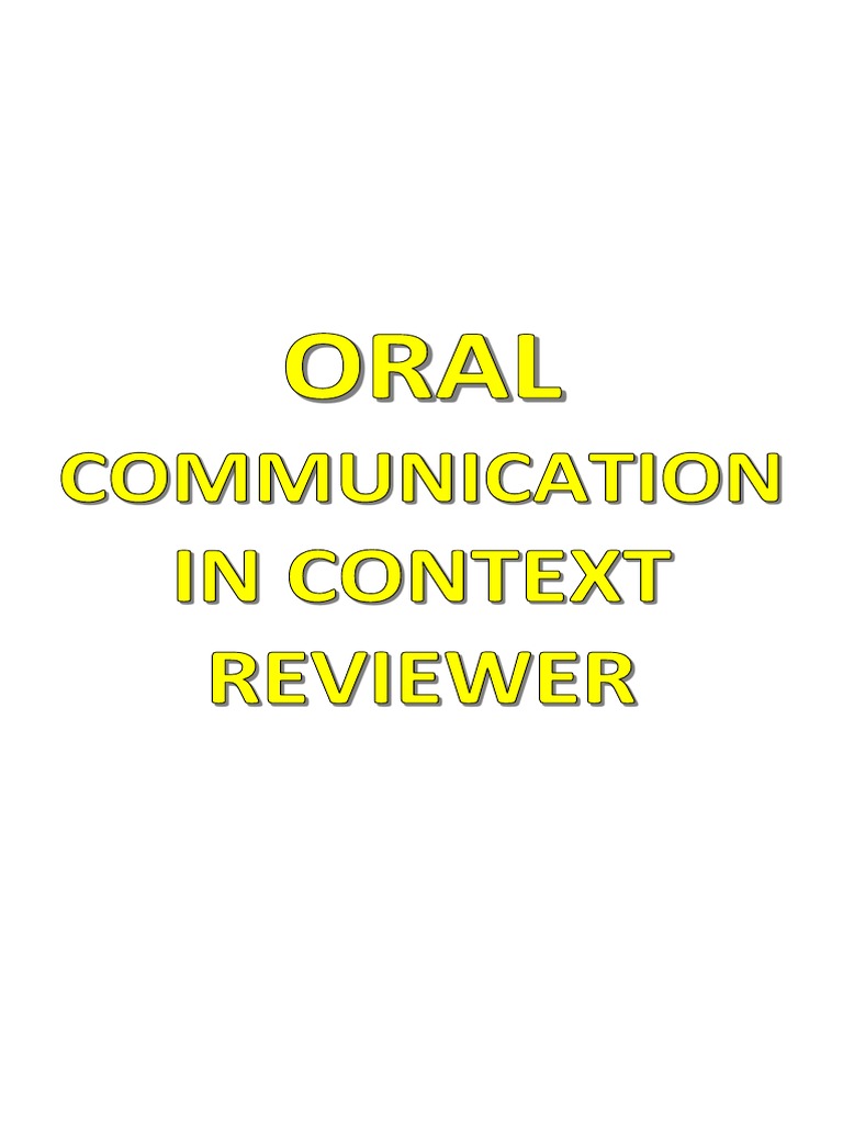 Oral Communication Reviewer 1 PDF Free PDF Communication
