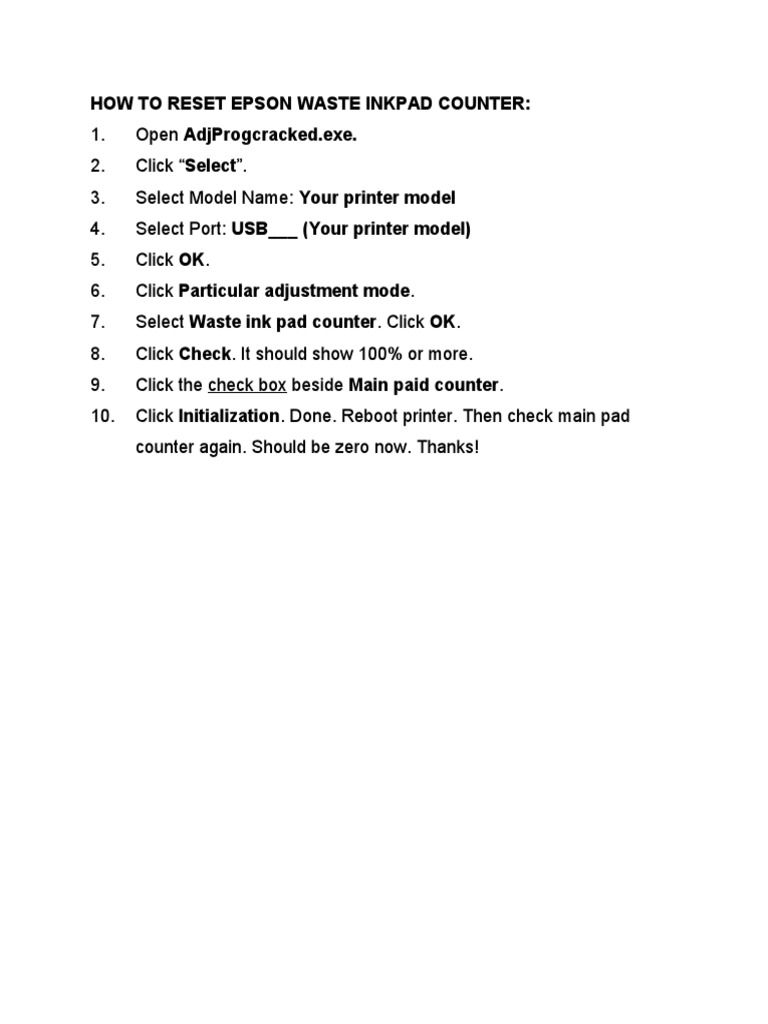 How To Reset Epson Waste Inkpad Counter PDF
