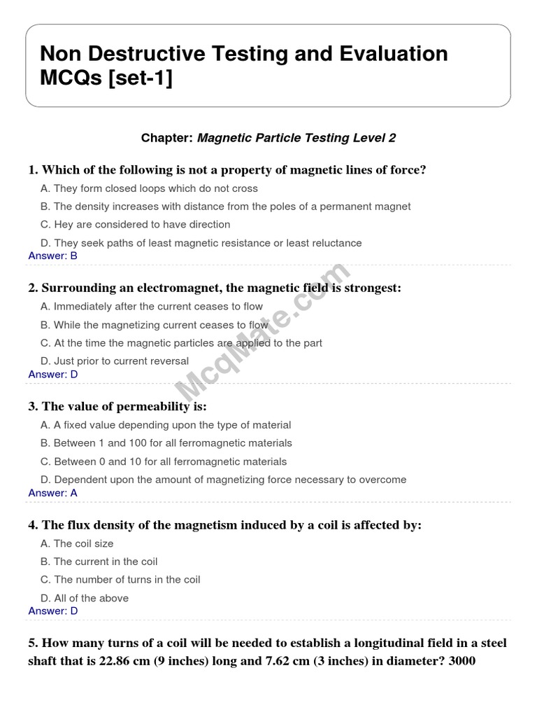 Non Destructive Testing and Evaluation (Chapter Particle