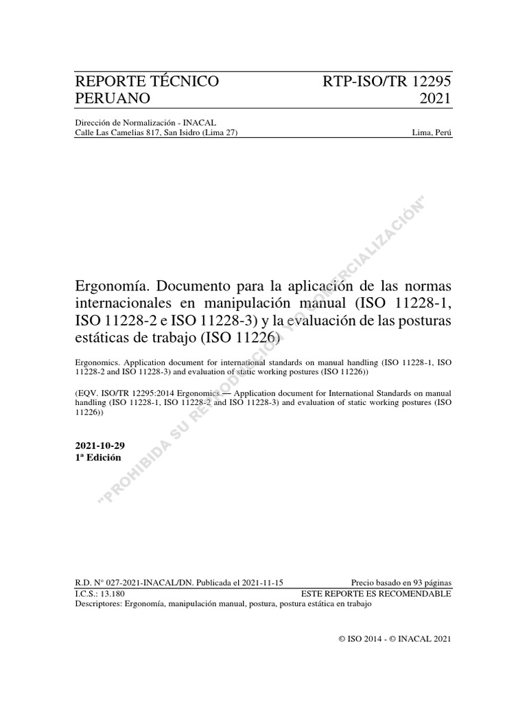 RTP-ISO-TR - 12295-2021 - Ergonomía ISO 11228 y 11226 | PDF ...