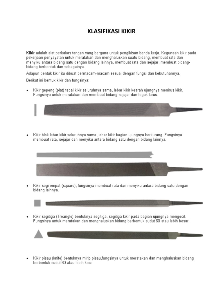 Jenis dan Fungsi Kikir Perkakas Tangan | PDF | Griya & Taman
