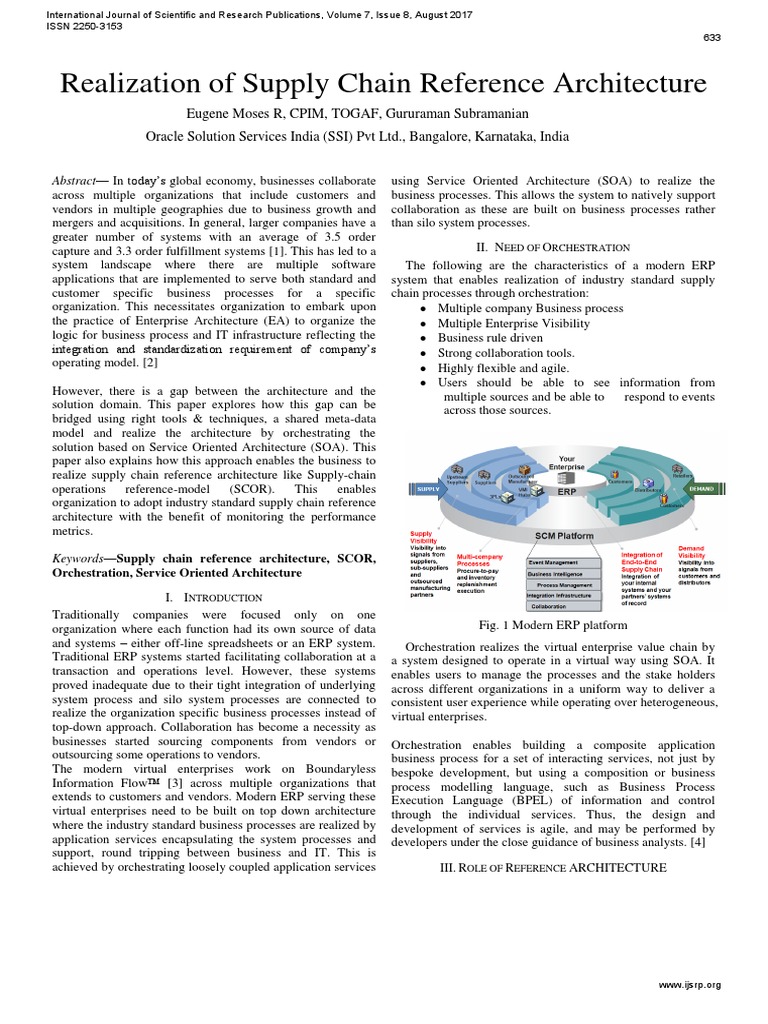 Realization Of Supply Chain Reference Architecture Pdf Supply Chain