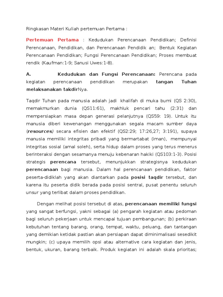 Ringkasan Materi Kuliah Pertemuan Pertama Prof