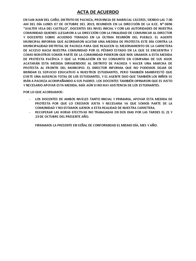 Acta de Acuerdo | PDF