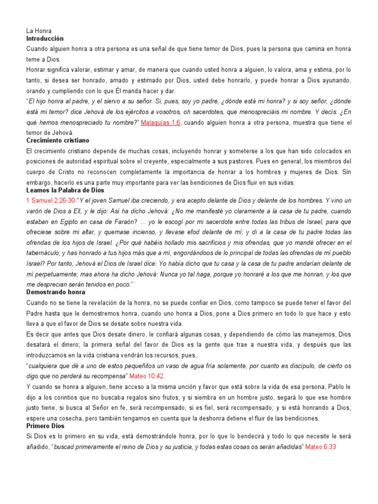 La Honra | PDF | Dios | Sacerdote