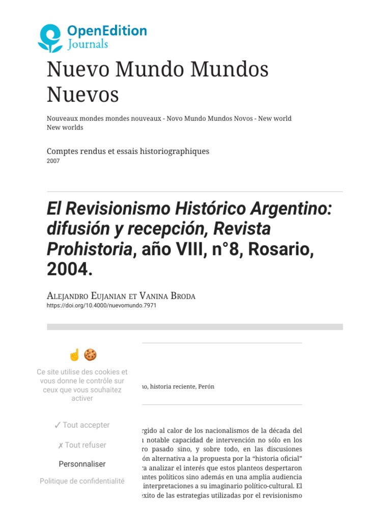 El Revisionismo Histórico Argentino - Difusión y Recepción, Revista ...
