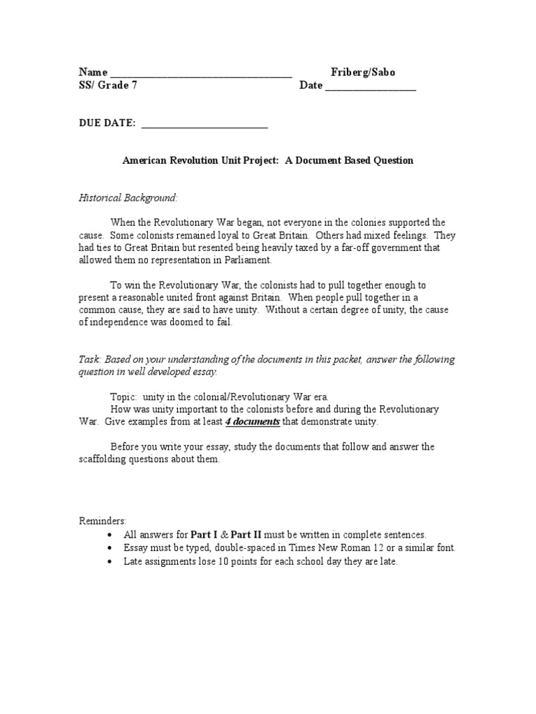 the ideals of the declaration of independence dbq