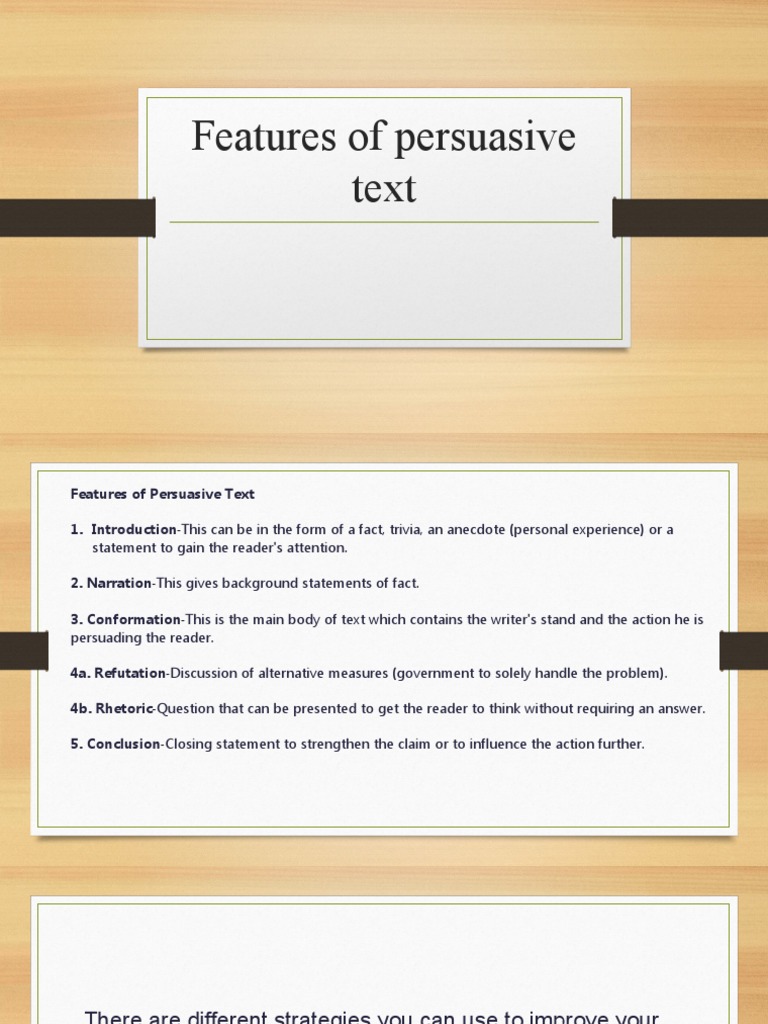 Features of Persuasive Text | PDF