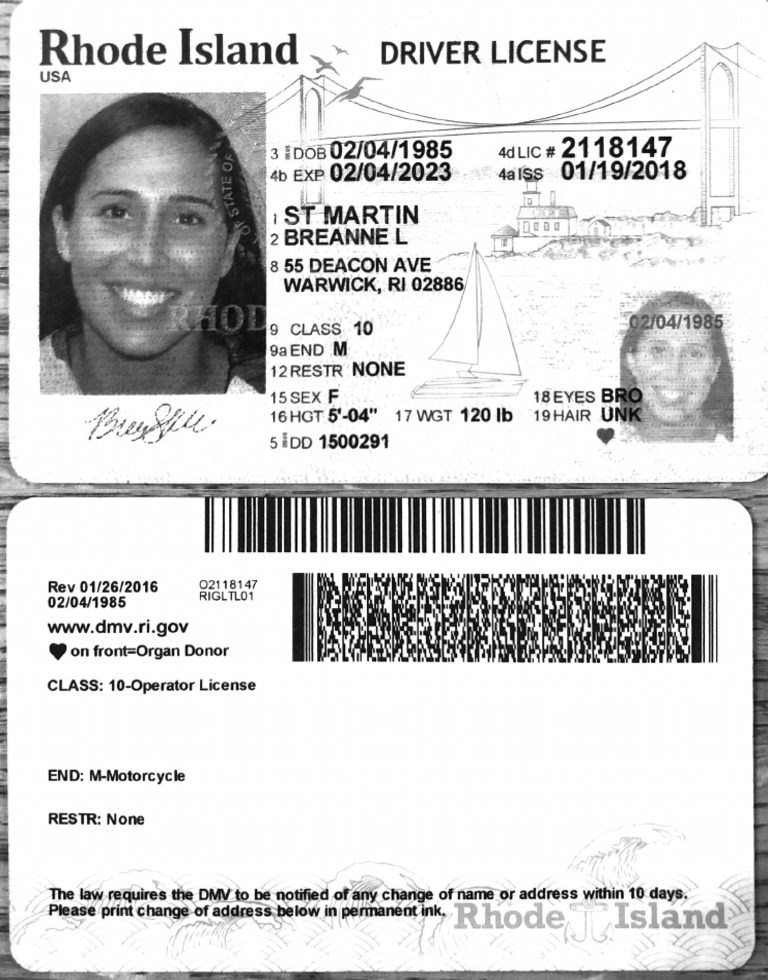 RI Driver's License Breanne St. Martin | PDF
