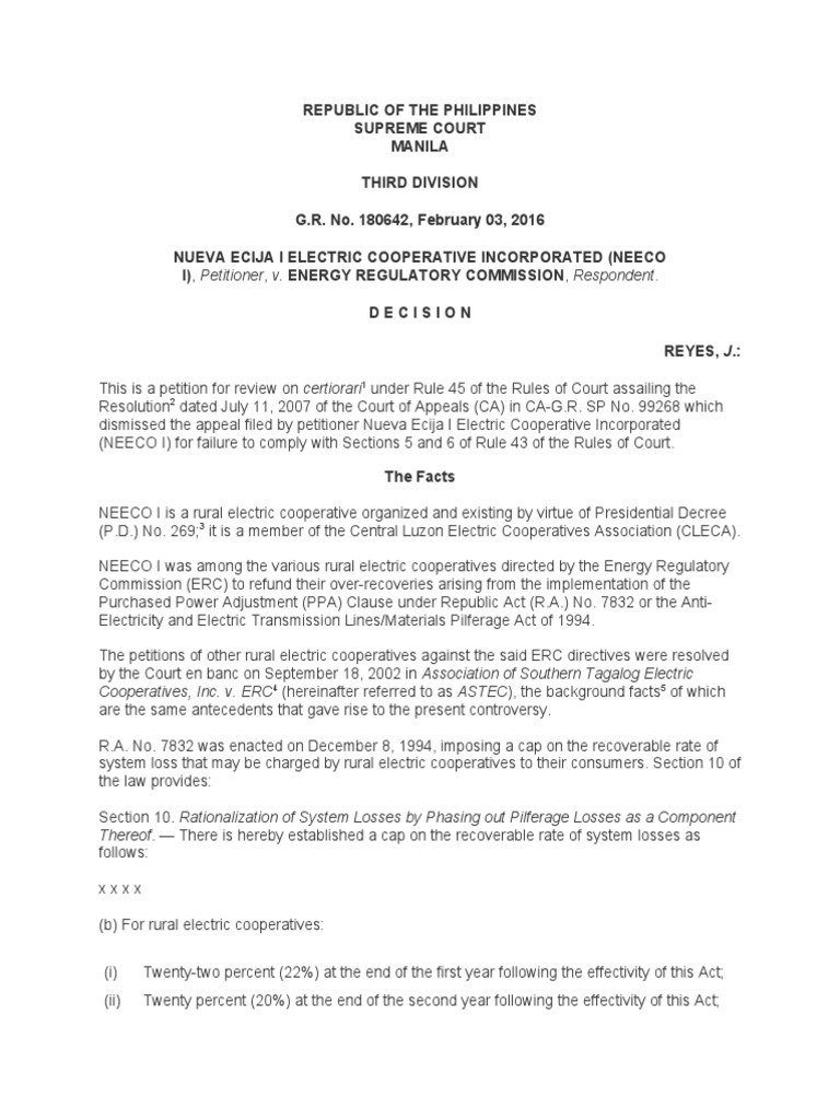 NEECO 1 V ERC | Download Free PDF | Pleading | Judgment (Law)