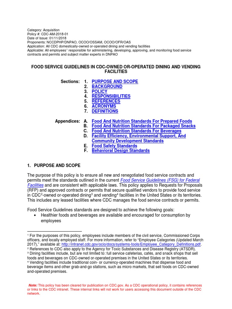 Food Service Guidelines PDF Foods Food Safety