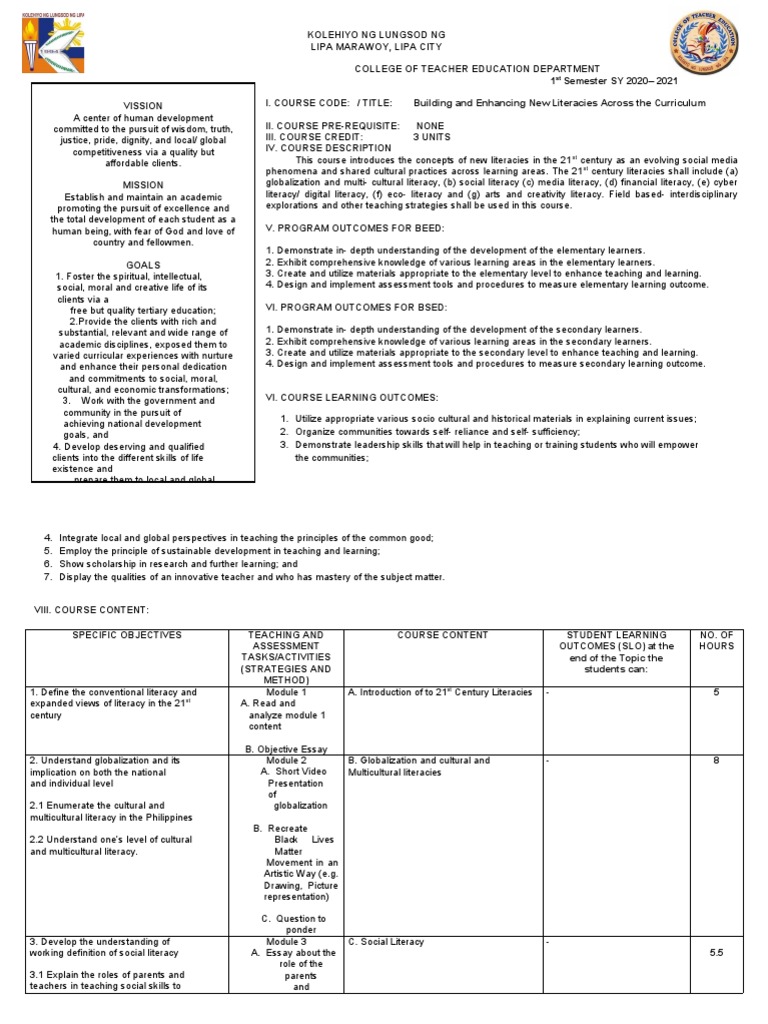 Building and Enhancing New Literacies Across The Curriculum Final
