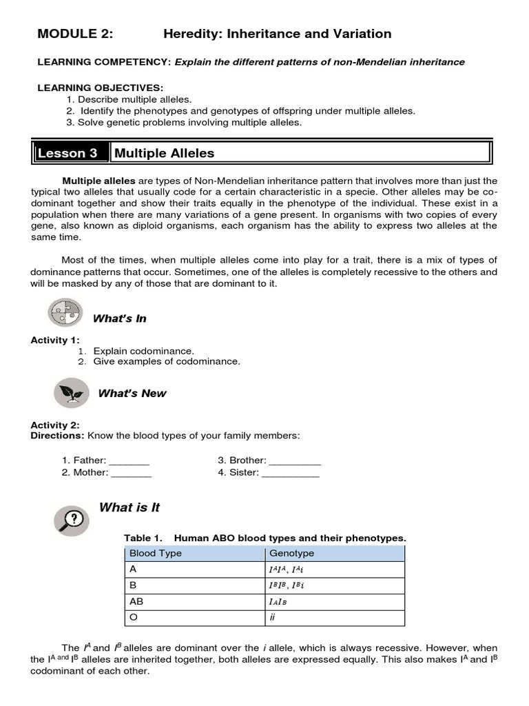 Week 5 - Multiple Alleles | PDF | Dominance (Genetics) | Allele