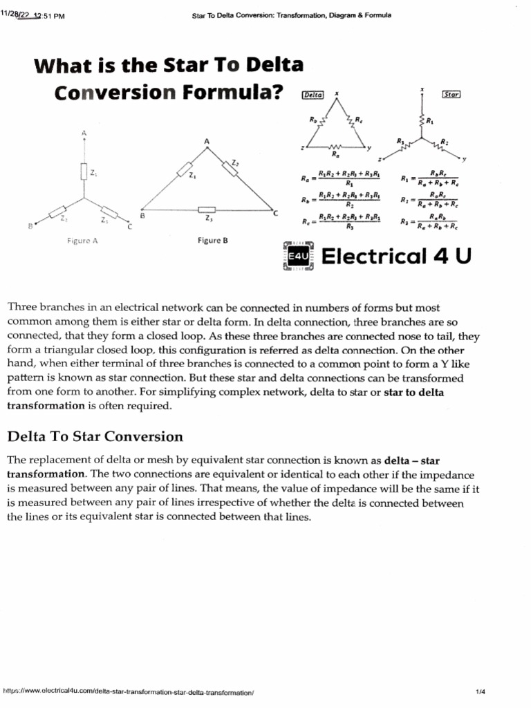 Star to Delta Conversion Explained | PDF | Mathematics | Electrical ...