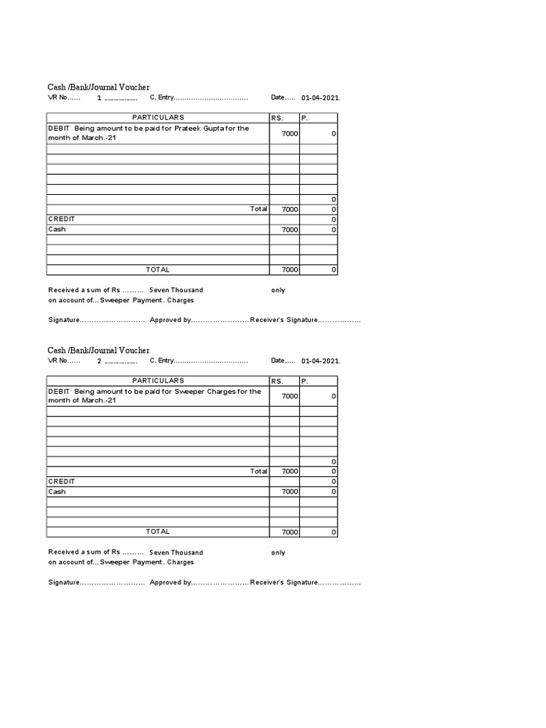 Drinking Water and Sweeper and Home Guard Charges PDF Debit Card Cash