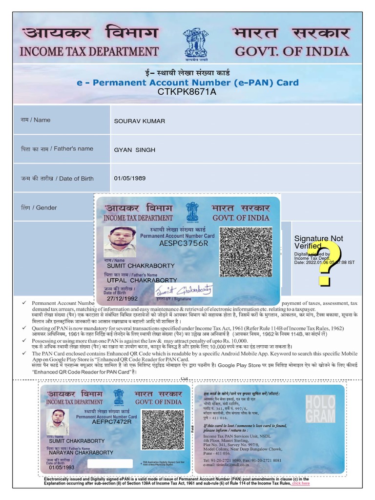 Validity of Digitally Signed ePAN | PDF