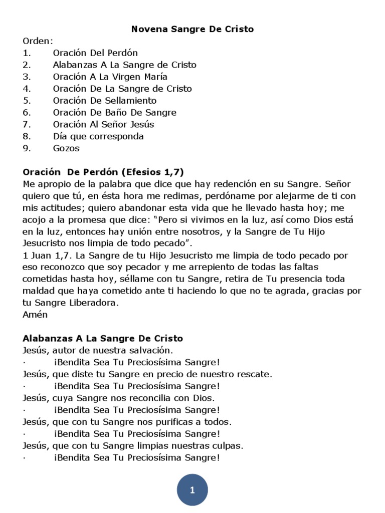 Novena a la Sangre de Cristo: Día 2 | PDF | eucaristía | Cristo (título)