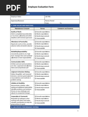 Employee Evaluation Form