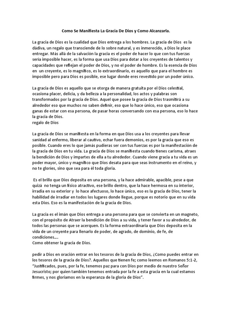 Cómo Alcanzar y Manifestar la Gracia de Dios | PDF | Gracia divina | Pecado