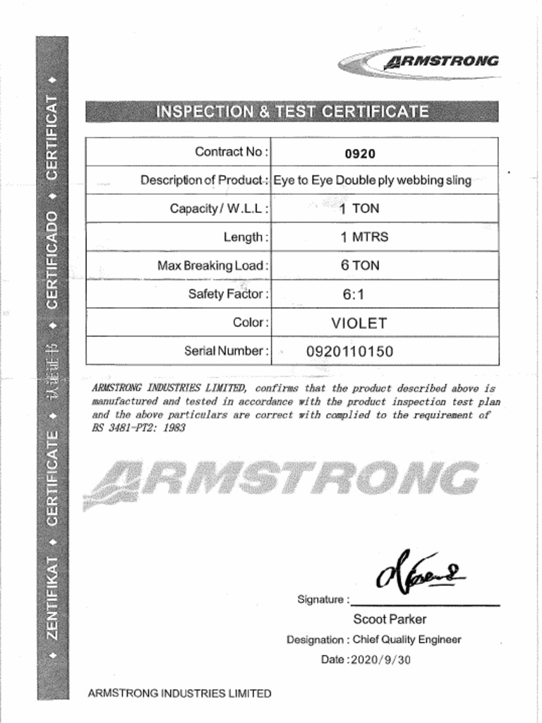 Certificate Sling Belt PDF