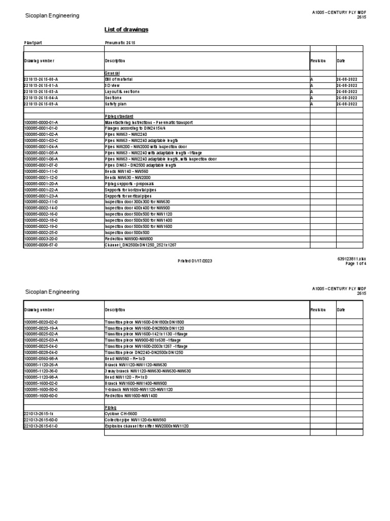 List of Drawings: Sicoplan Engineering | PDF | Machines | Building ...