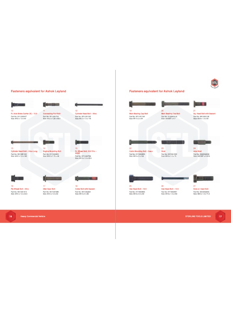 Fasteners For Ashok Leyland Vechicles PDF